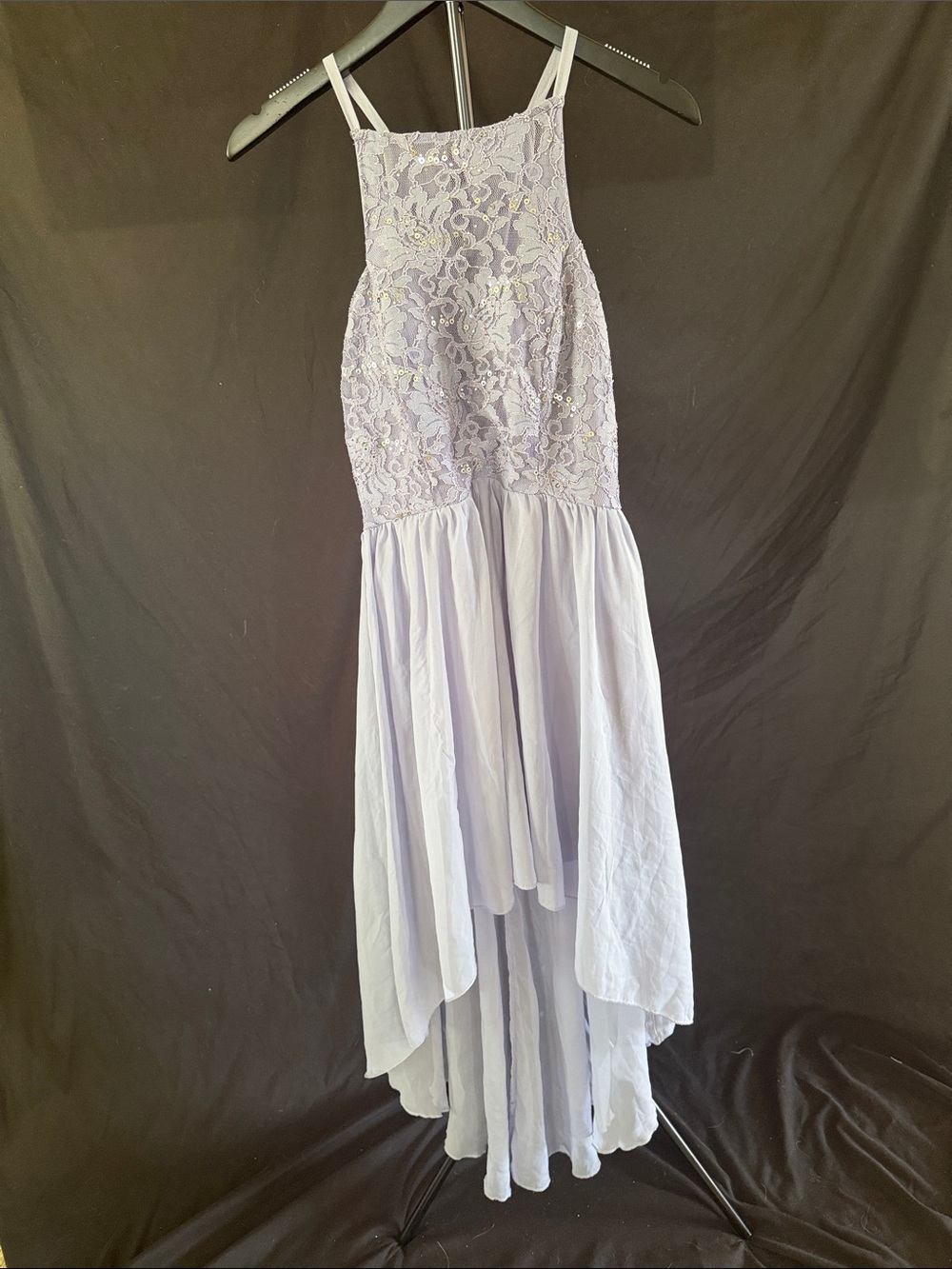 Speechless Lavender Lace High-Low Spaghetti Strap Dress